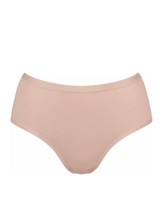 Go Daily Cotton Midi Βαμβακερά Ψηλόμεσα Γυναικεία Slip 3Pack Μπεζ