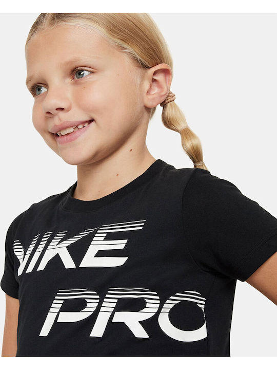 Kids' Crop Top Dri-Fit Short Sleeve Black Pro Dri-fit