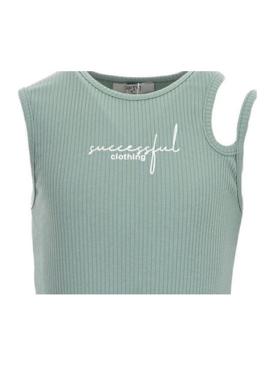 Παιδικό Crop Top Αμάνικο Μεντα