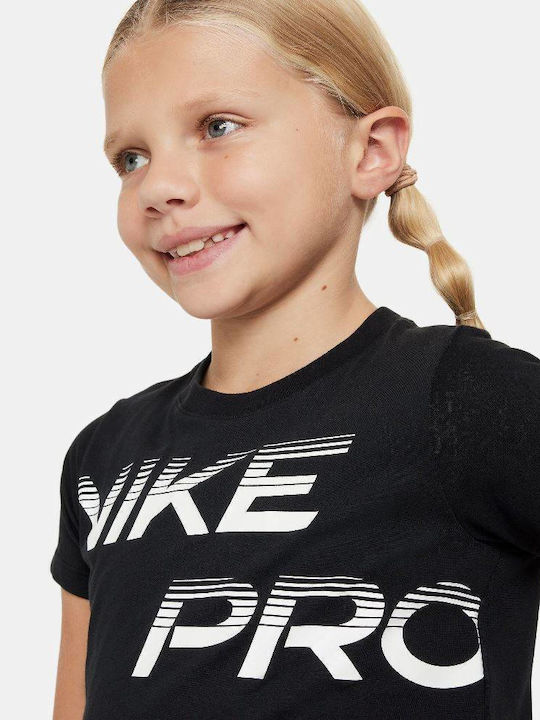Kids' Crop Top Dri-Fit Short Sleeve Black Pro Dri-fit