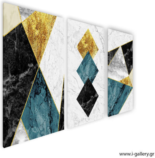 Πίνακας Καμβά Gold Marble Τρίπτυχος Προσφορα Τρίπτυχο 60x40 Cm 3τμχ 20x40cm