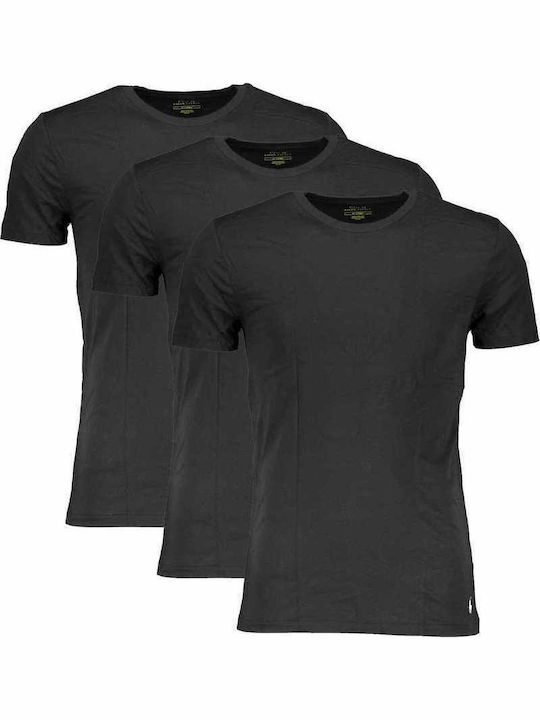 Men's Undershirts Short-sleeved in Black Color 3Pack