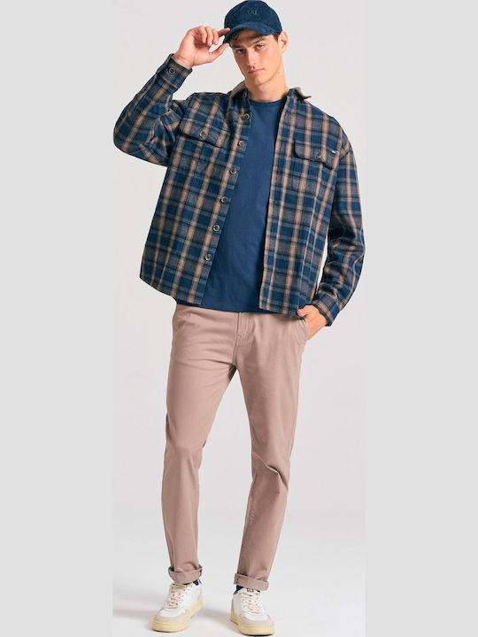 Long Sleeve Corduroy Checked Overshirt Checked FBM012-051-05-Navy