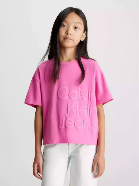 Kinder-T-Shirt Fuchsie Logo