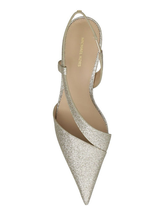 Jaida Leder Pumps mit mittelhohem Absatz Goldene