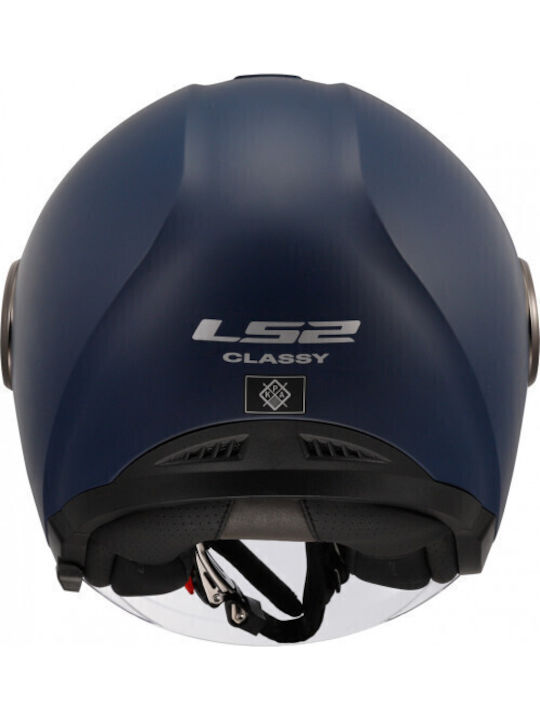 LS2 OF620 Classy Matt Navy Blue Motorcycle Helmet Jet ECE 22.06 1200gr with Sunvisor