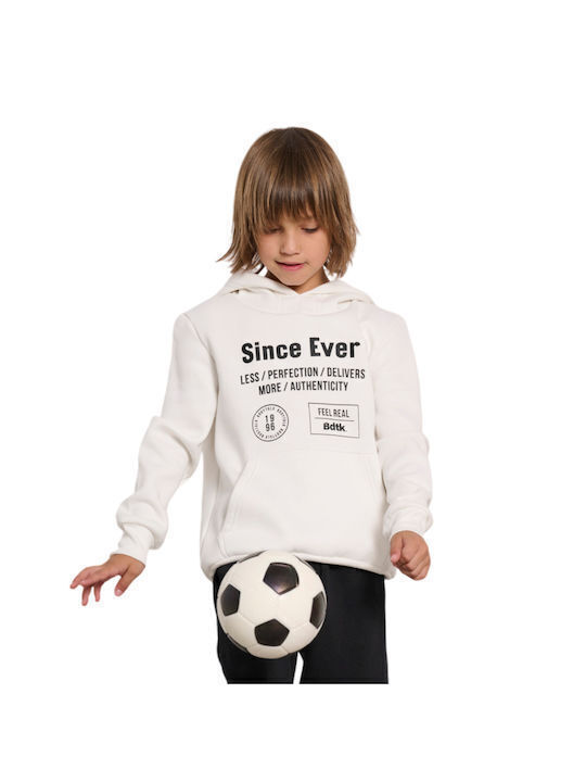 Fleece Kids Sweatshirt with Hood and Pockets Ecru Since Ever Minime