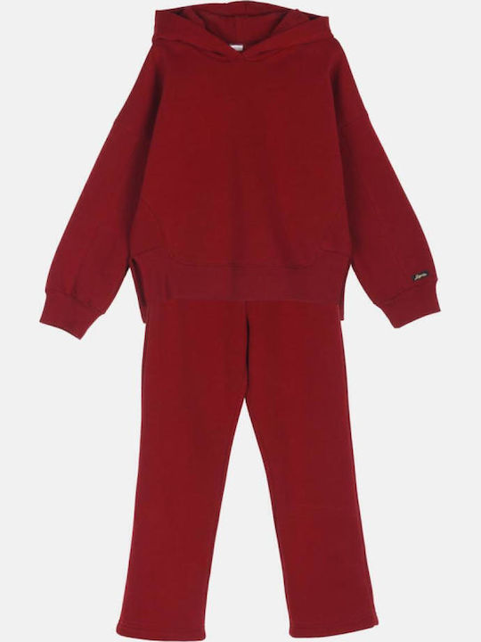 Kids Sweatpants Set Burgundy 2pcs Unicolor