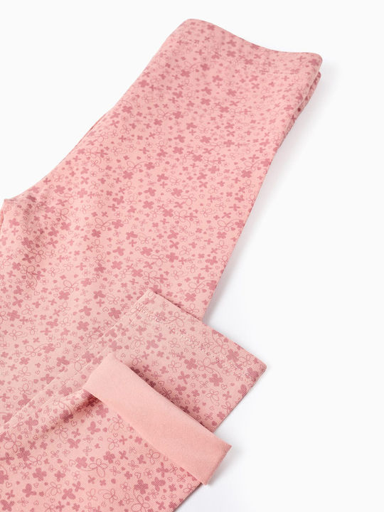 Kids Leggings Set Long Pink-anthracite