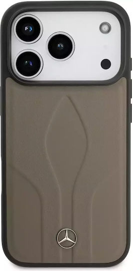 Mercedes-Benz Umschlag Rückseite Leder / Kunststoff / Silikon Braun (iPhone 17 Pro)