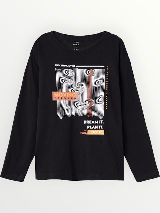 Kids Long-Sleeved Black Blouse Moving Forward