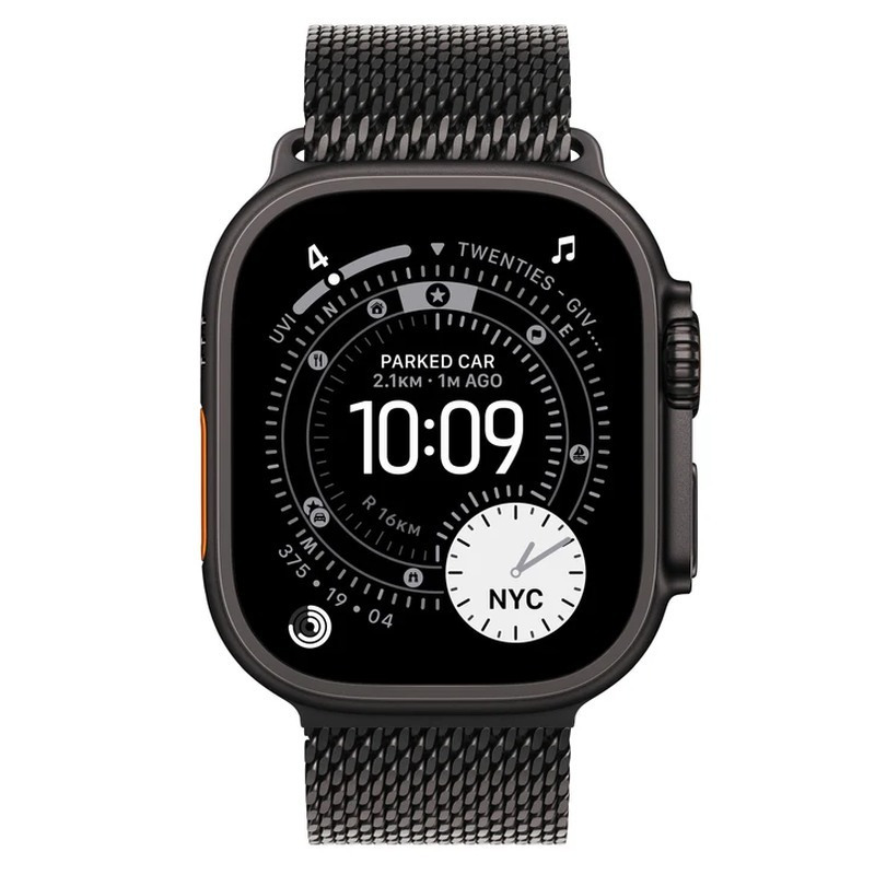 Apple Watch Ultra 3 Titanium 49mm Αδιάβροχο με eSIM και Παλμογράφο (Black Titanium Case with Black Titanium Milanese Loop - Large)