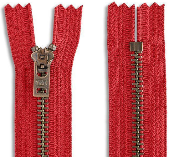 YKK Reißverschluss Rot aus Metall 16cm.