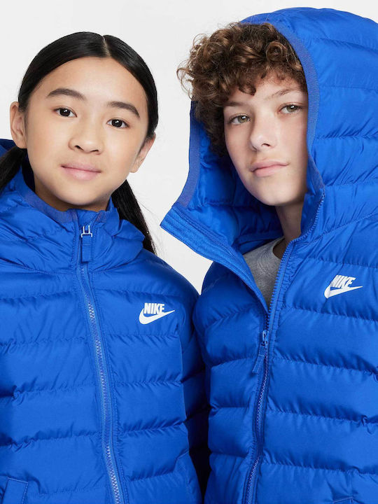 Kids' Sports Jacket with Lining & Hood Blue Sportswear