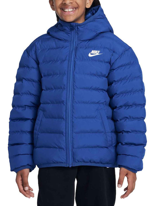 Kids' Sports Jacket with Lining & Hood Blue Sportswear
