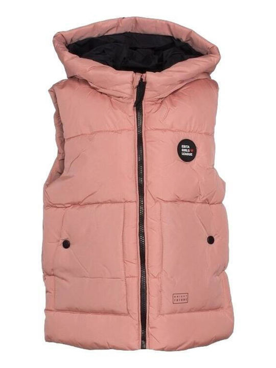 Kids' Casual Jacket Sleeveless with Hood Pink