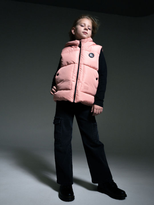Kids' Casual Jacket Sleeveless with Hood Pink
