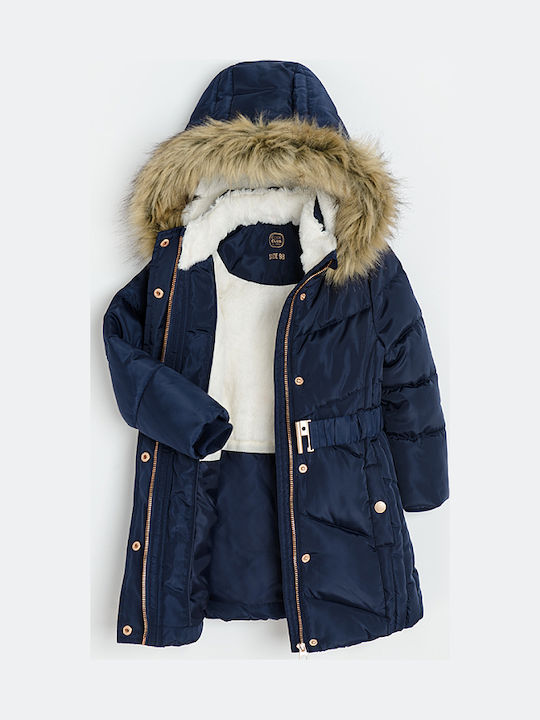 Παιδικό Casual Μπουφάν με Επένδυση & Κουκούλα Navy Blue