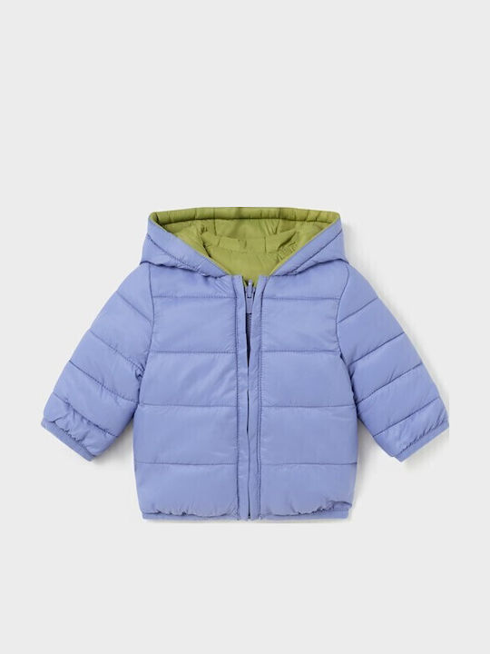 Kids Quilted Short Double Sided Jacket with Hood Green