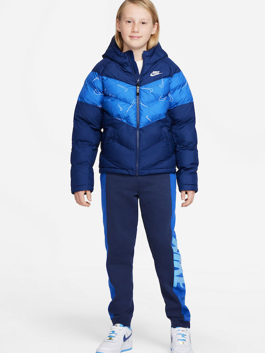 Kids' Sports Jacket Short with Hood Blue Sportswear