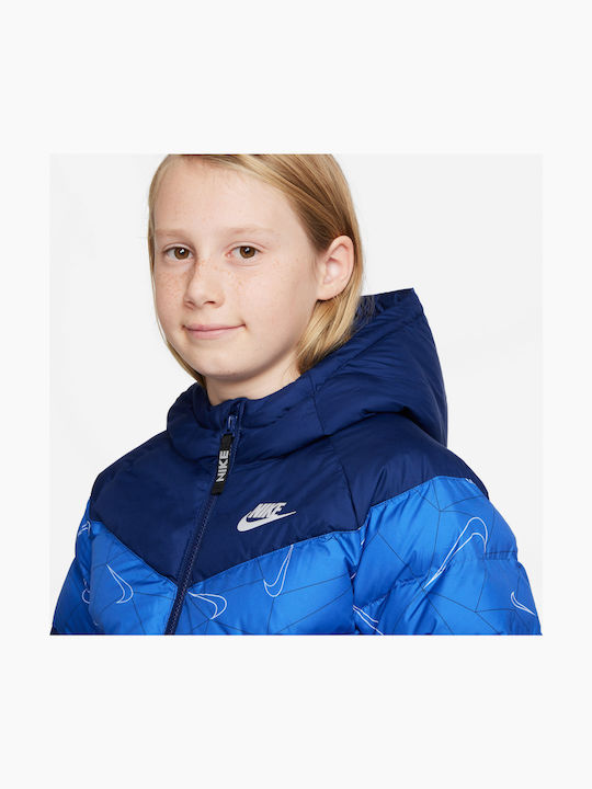 Kids' Sports Jacket Short with Hood Blue Sportswear