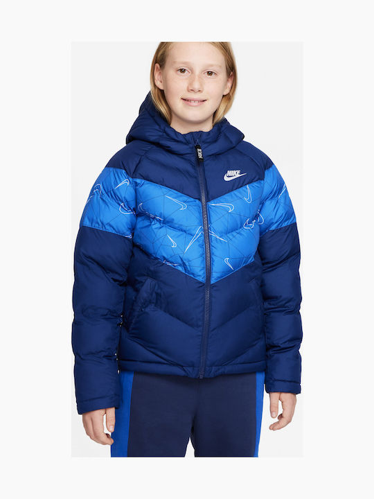 Kids' Sports Jacket Short with Hood Blue Sportswear