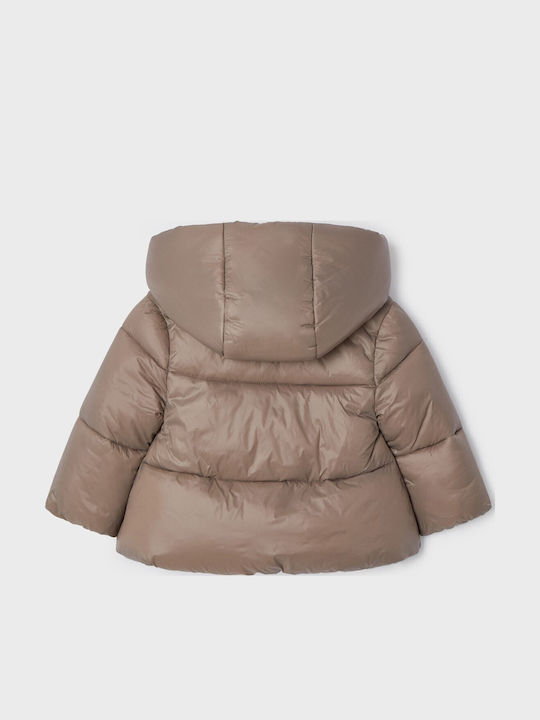 Ecofriends Kids Quilted Short Jacket with Hood Brown