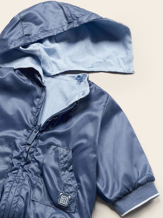 Kinder Freizeitjacke Kurz Winddicht Beidseitig mit Kapuze Blau