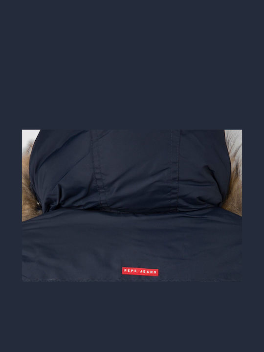 Kinder Parka Lang mit Kapuze Marineblau Goole Boy
