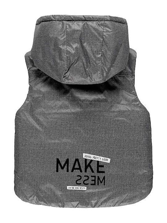 Kids Casual Sleeveless Short Hooded Grey Jacket