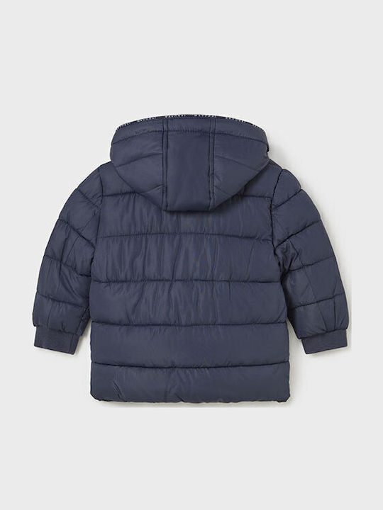Kids' Quilted Jacket Long with Hood Navy Blue