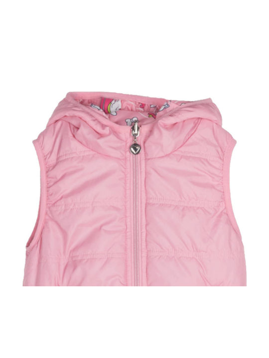 Kids' Casual Jacket Sleeveless Double Sided with Hood Pink