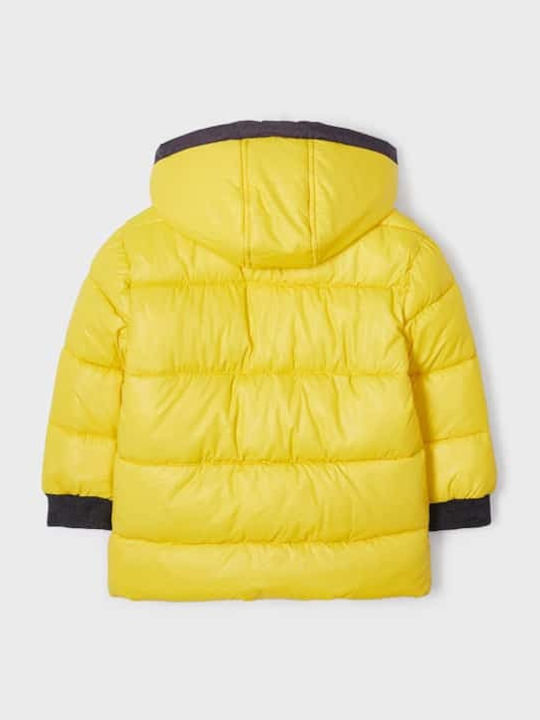 Kids' Quilted Jacket Short Double Sided with Hood Yellow