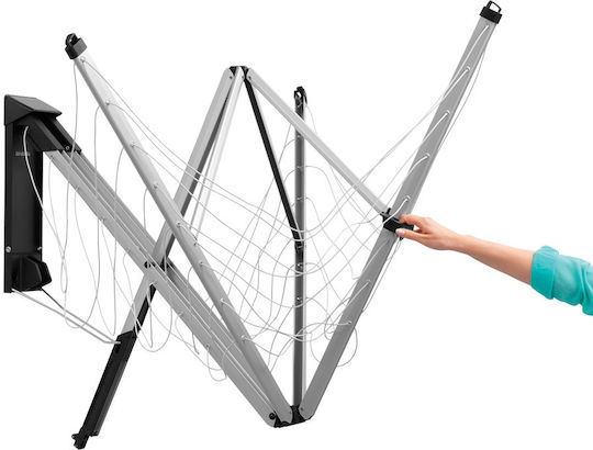 Brabantia WallFix Dryer Πτυσσόμενη Απλώστρα Τοίχου Μεταλλική με Μήκος Απλώματος 24m