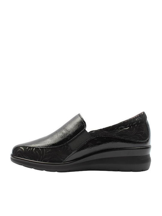 Ανατομικά Γυναικεία Slip-On Δερμάτινα Μαύρα