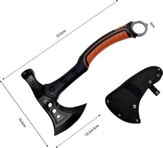 Topor Multifuncțional de Camping Ciocan Cuțit de Aruncat Oțel Inoxidabil Mâner din Cauciuc 33,5 Cm