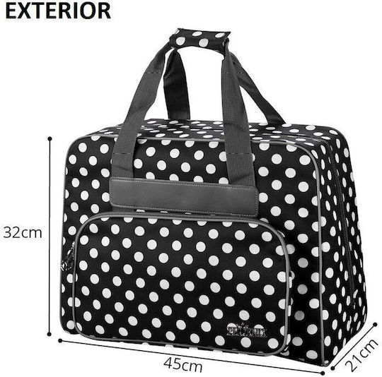 Geantă Pentru Depozitarea Și Transportul Mașinilor De Cusut Dimensiuni 45x31x20cm Negru Phoenix Cu Buline