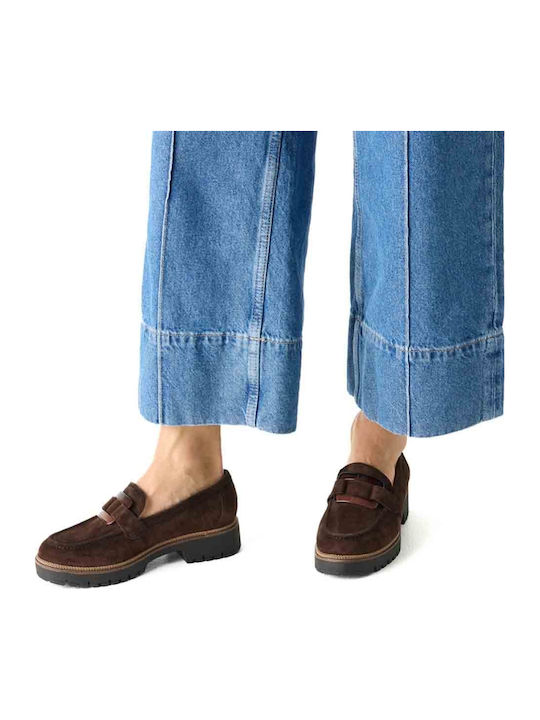 Leather Women's Loafers in Brown Color