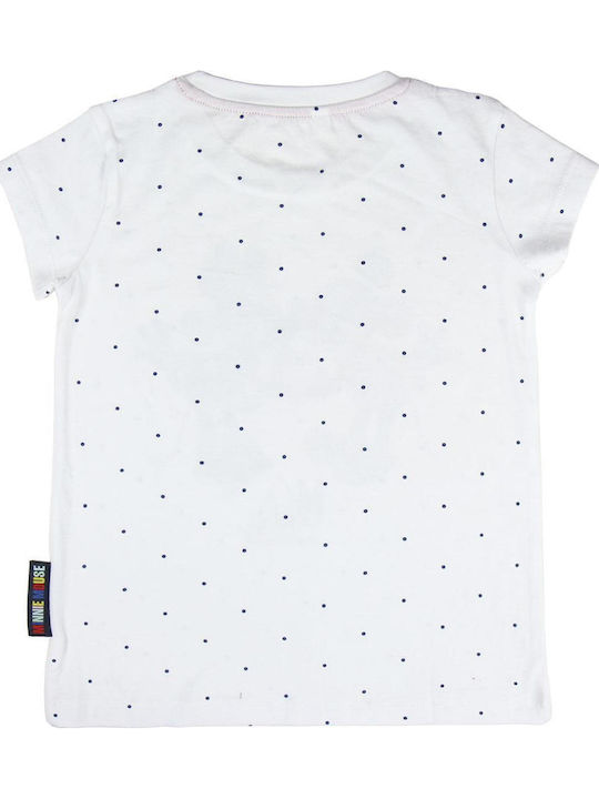 Bluza Pentru Copii Cu Mâneci Scurte Albă Minnie Mouse