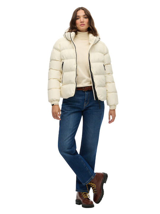 Scurtă Jachetă de femei Puffer Cream
