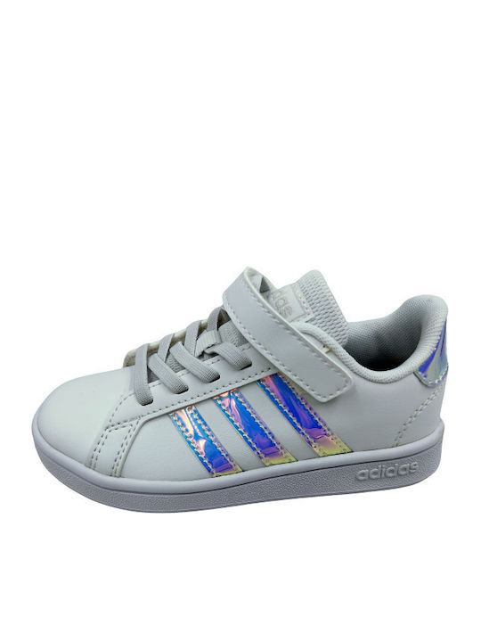 Grand Court C Kids Sneakers with Hook & Loop Closure Cloud White / Dash Grey