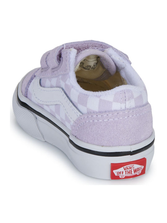 Old Skool Kids Sneakers with Hoop & Loop Closure Lilac
