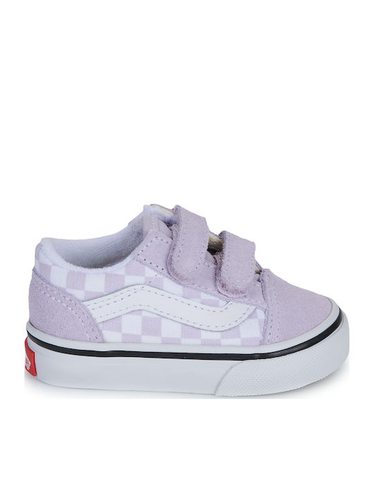 Old Skool Kids Sneakers with Hoop & Loop Closure Lilac