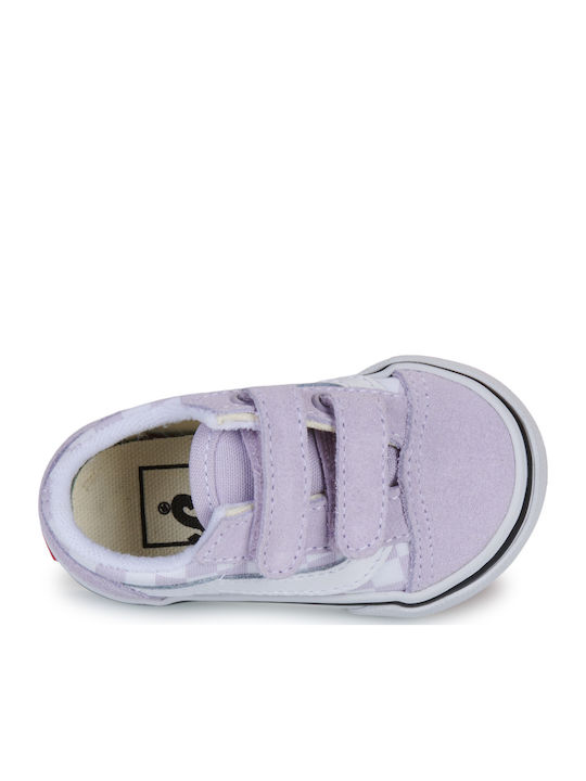 Old Skool Kids Sneakers with Hoop & Loop Closure Lilac