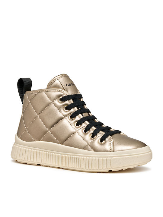 Laquinny Leather Kids Ankle Boots with Zipper Gold