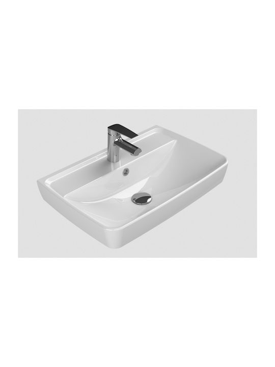Cerastyle Duru 60 035100-u Επιτοίχιος Νιπτήρας Πορσελάνης 60x40cm Λευκός