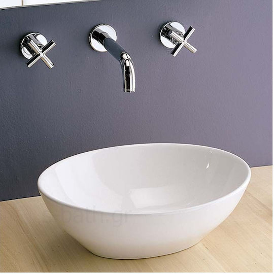 GSI Ovo Aufgesetztes Waschbecken Porzellan 41x33.5x14cm Weiß