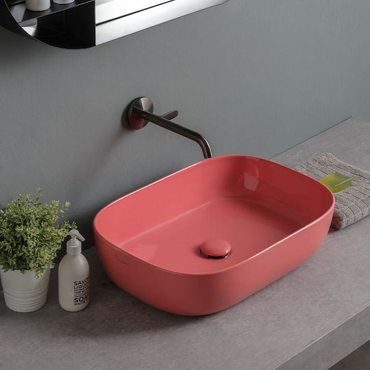 Scarabeo Glam Countertop Sink Porcelain 56x39cm Glossy Peach