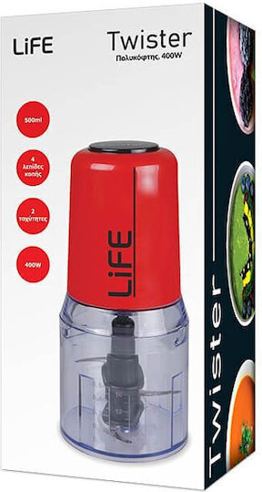 Life MM-001 Πολυκόπτης Multi 400W με Δοχείο 500ml Κόκκινος