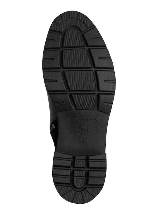 Leder Stiefeletten Damen Schwarz